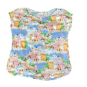 Cynthia Rowley 100% Linen Italian Villa Tee Top Sz M #285C
